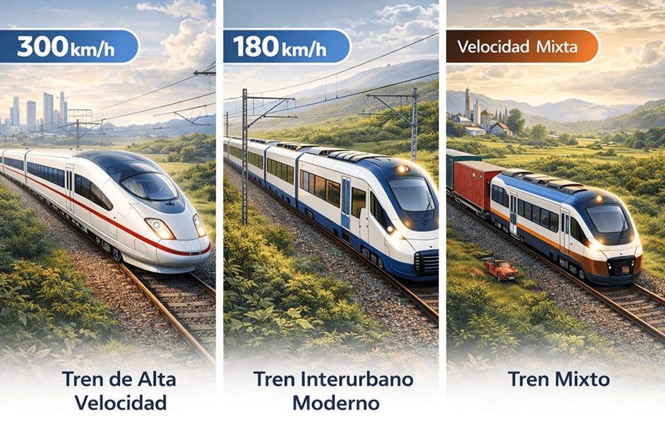 Comparación de tren de alta velocidad, tren interurbano moderno y tren mixto para el proyecto del Tren Panamá Chiriquí.