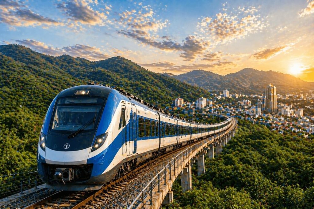 Tren moderno en Panamá representando el desarrollo y futura operación del Tren Panamá–Chiriquí