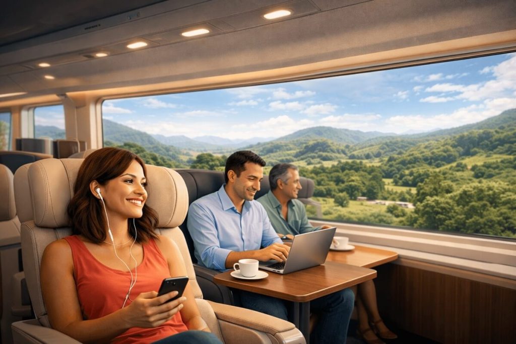 Experiencia de viaje en el Tren Panamá–Chiriquí con pasajeros cómodos y vista panorámica