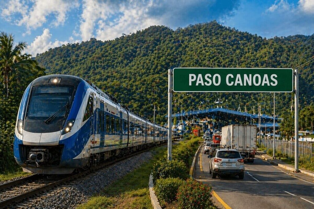 Actividad de transporte y comercio en Paso Canoas, punto clave en la frontera entre Panamá y Costa Rica