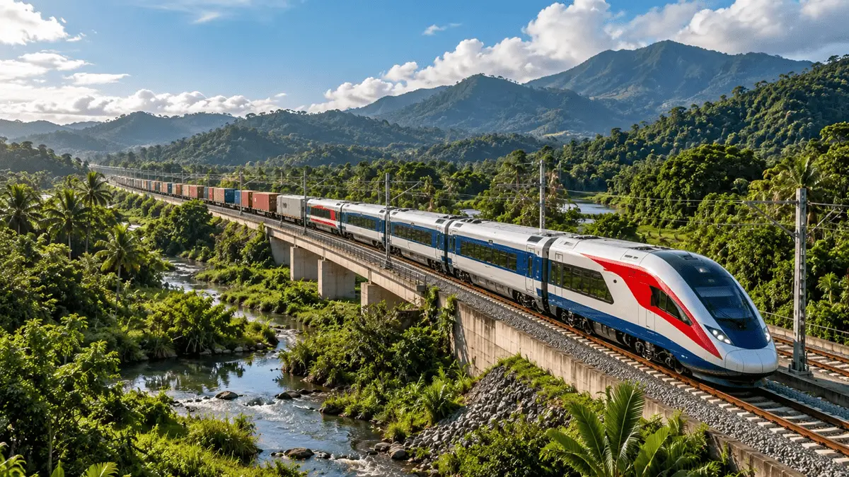 Tren Panamá Chiriquí atravesando un paisaje natural de Panamá